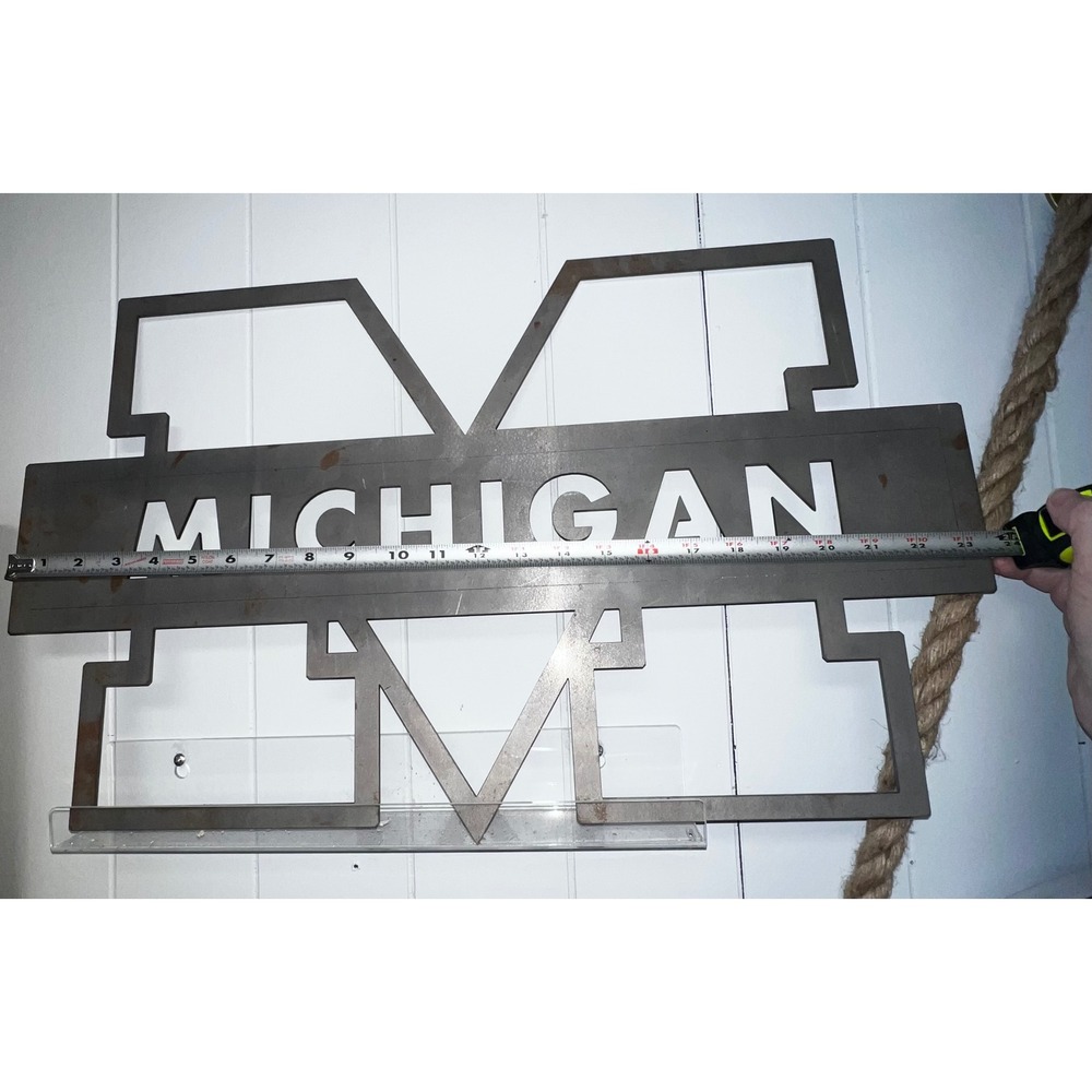Michigan Wolverines Block M Steal Wall Art‎ Steel Sign Industrial Decor 23 inch